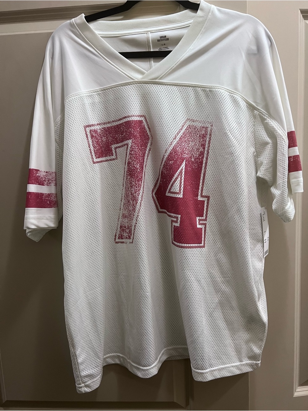 Urban Outfitters White Mesh Jersey with '74' Graphic Size Large